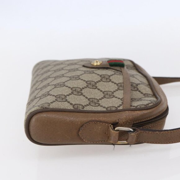 GUCCI GG Supreme Web Sherry Line Bag PVC Beige Gold 116 02 089 Auth BA7464 - Picture 4 of 16